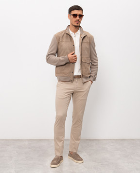 Canali Коричневая комбинированная куртка LE00298O70491