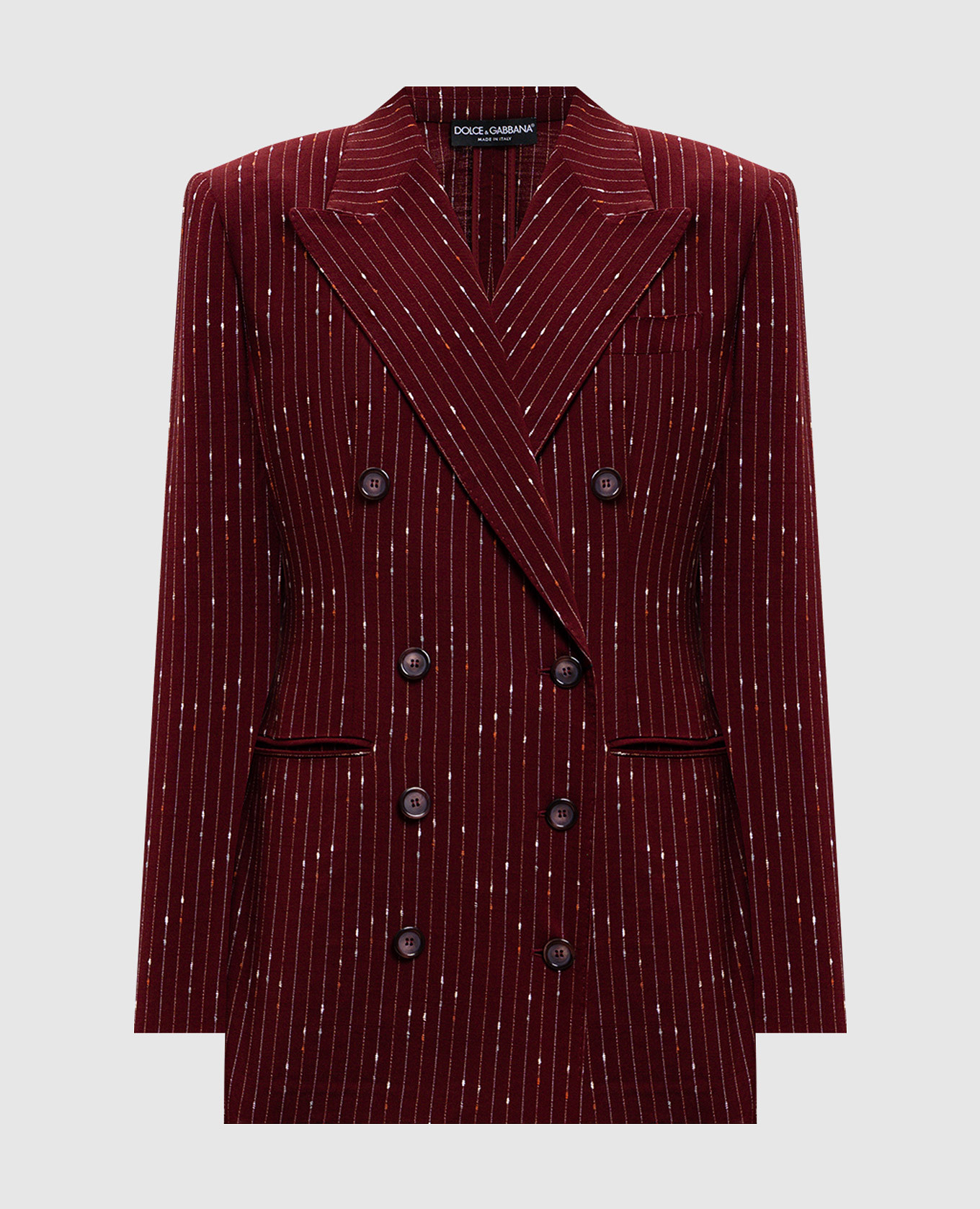 

Бордовый двубортный жакет Taormina в полоску, Жакеты