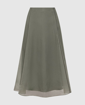Brunello Cucinelli Спідниця кольору хакі із шовку MF940G3877