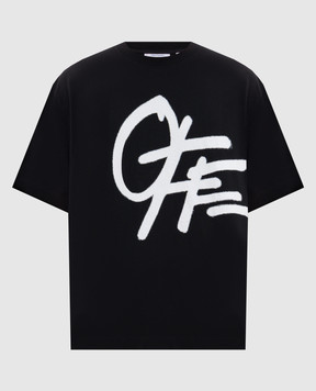 Off-White Черная футболка с принтом логотипа Spray 44MAA120S26J00L