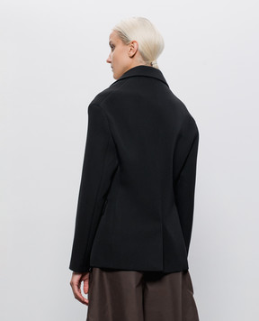 Balenciaga Чорний двобортний жакет з вовни A009M7TSU22