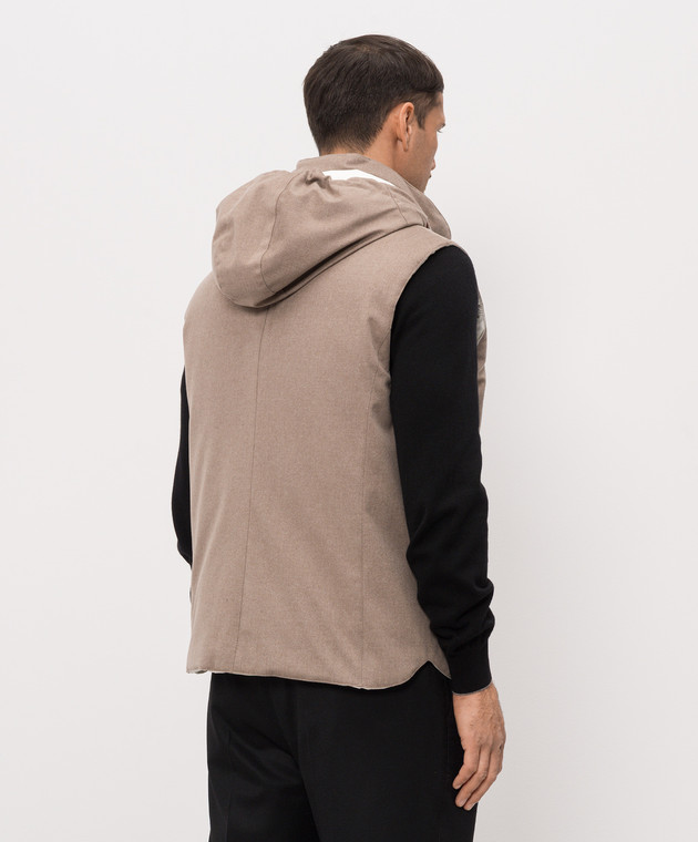 Brunello Cucinelli Бежевий пуховий жилет з вовни з капюшоном MM4701775 зображення 4