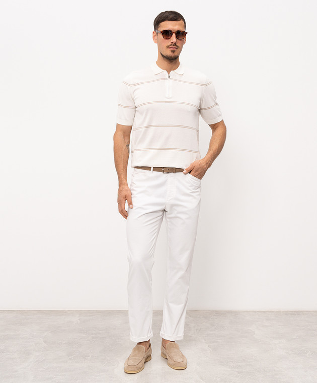 Cashmere&Whiskey Поло кольору айворі в смужку MB235Z зображення 2