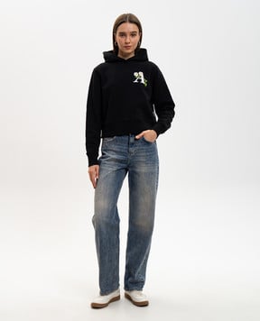 Palm Angels s Чорне худі з квітковим принтом логотипа PWBB022G20FLE005