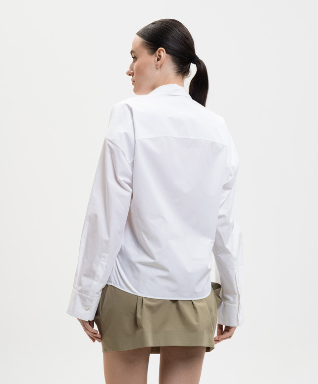 Balmain Белая блуза с драпировкой GF0HU491CG72 изображение 4