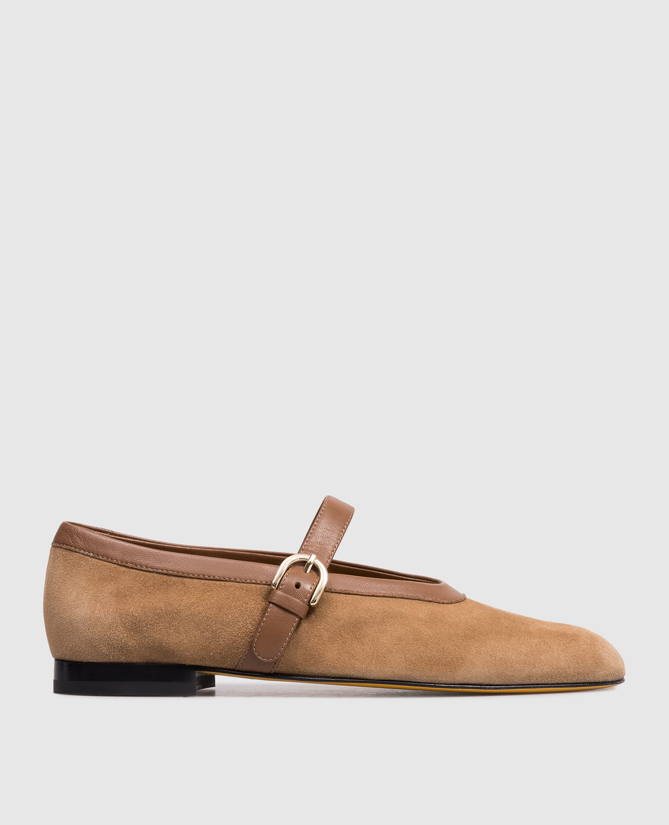 Коричневые замшевые балетки