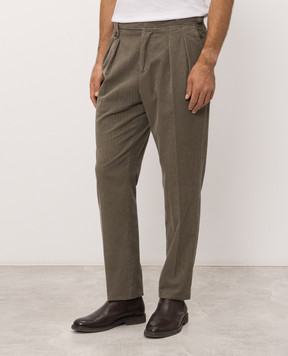 Brunello Cucinelli Зеленые вельветовые брюки M279NM5010