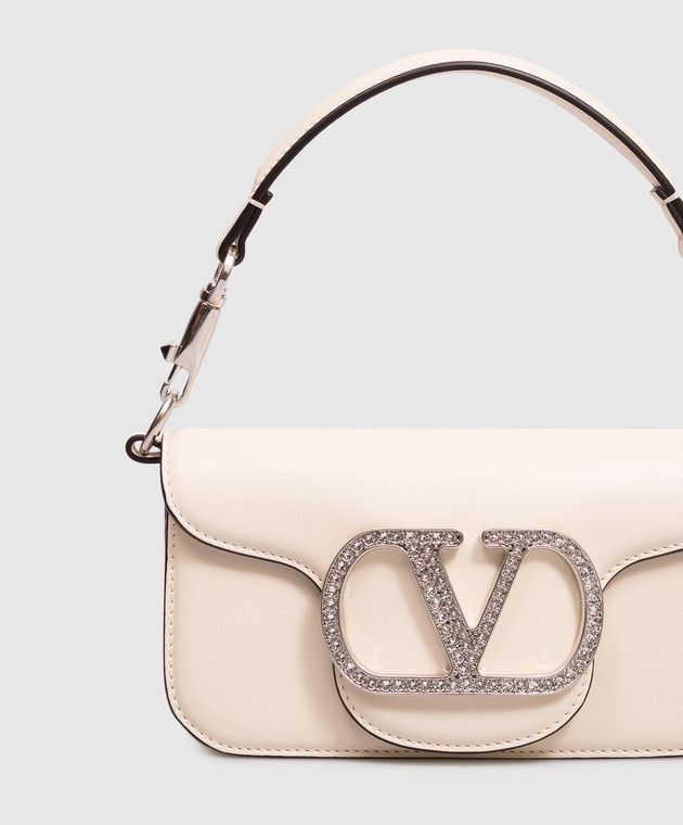Valentino Бежева шкіряна сумка Locò 9W2B0K53UTF зображення 7