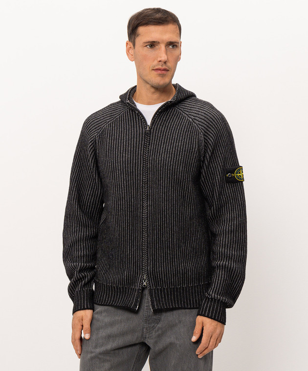 Stone Island Серый двусторонний кардиган из кашемира L2S155100067S0N21 изображение 3