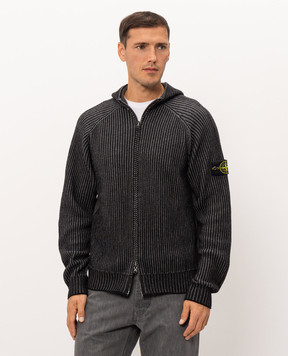 Stone Island Серый двусторонний кардиган из кашемира L2S155100067S0N21