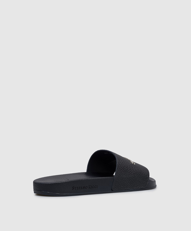 Stefano Ricci Синие кожаные слайдеры UG31G761VD изображение 3