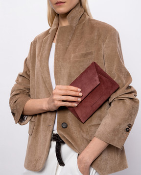 Brunello Cucinelli Бордовый замшевый клатч с тиснением логотипа MWDLD2722P