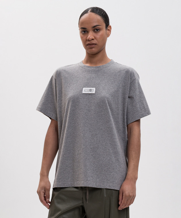 Maison Margiela MM6 Серая меланжевая футболка с нашивкой логотипа S52GC0367M20170 изображение 3