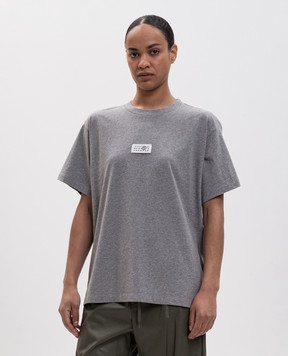 Maison Margiela MM6 Сіра меланжева футболка з нашивкою логотипа S52GC0367M20170