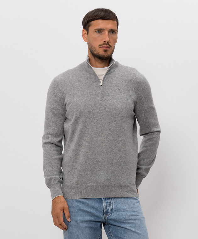Brunello Cucinelli Джемпер серого цвета из кашемира M2200124 изображение 3