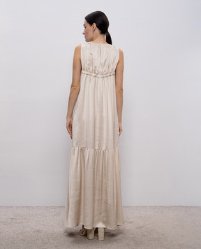 Peserico Бежевое платье макси с цепочкой мониль A0222706638