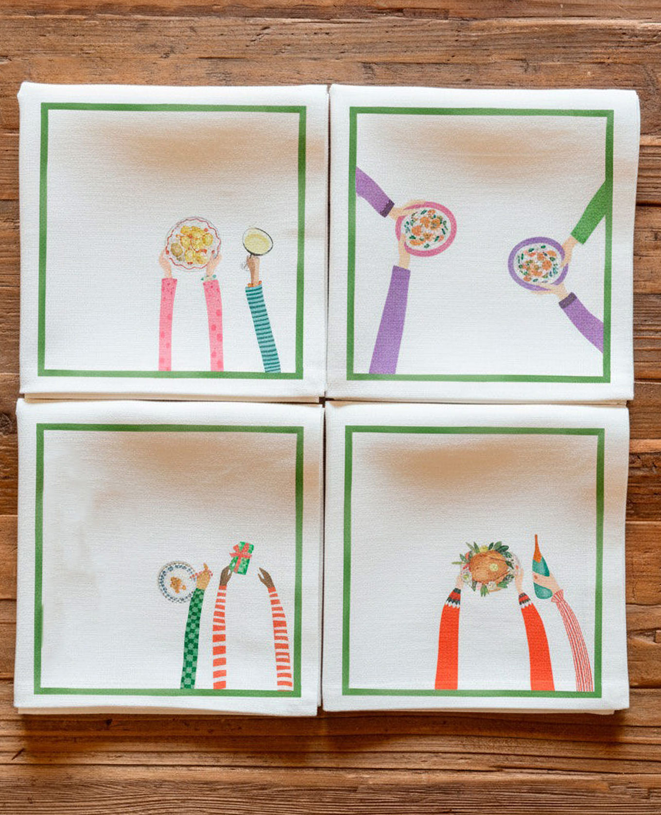 

Набор белых сервировочных салфеток HANDS ON XMAS с льном, Белый, Салфетки