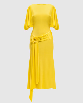 David Koma Жовта сукня міді з драпіруванням RE26DK62D