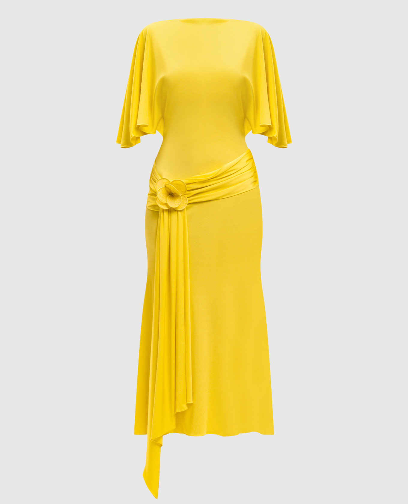 

Желтое платье миди с драпировкой, Желтый, Коктейльные платья