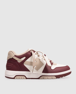 Off-White Бордовые кожаные кроссовки Out Of Office OF05726609