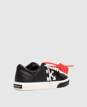 Off-White Черные кожаные кроссовки Vulc с логотипом OMIA293C99LEA002