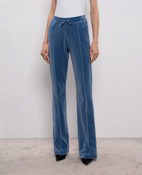 Tom Ford Синие спортивные велюровые брюки с монограммой PAJ174JEX154