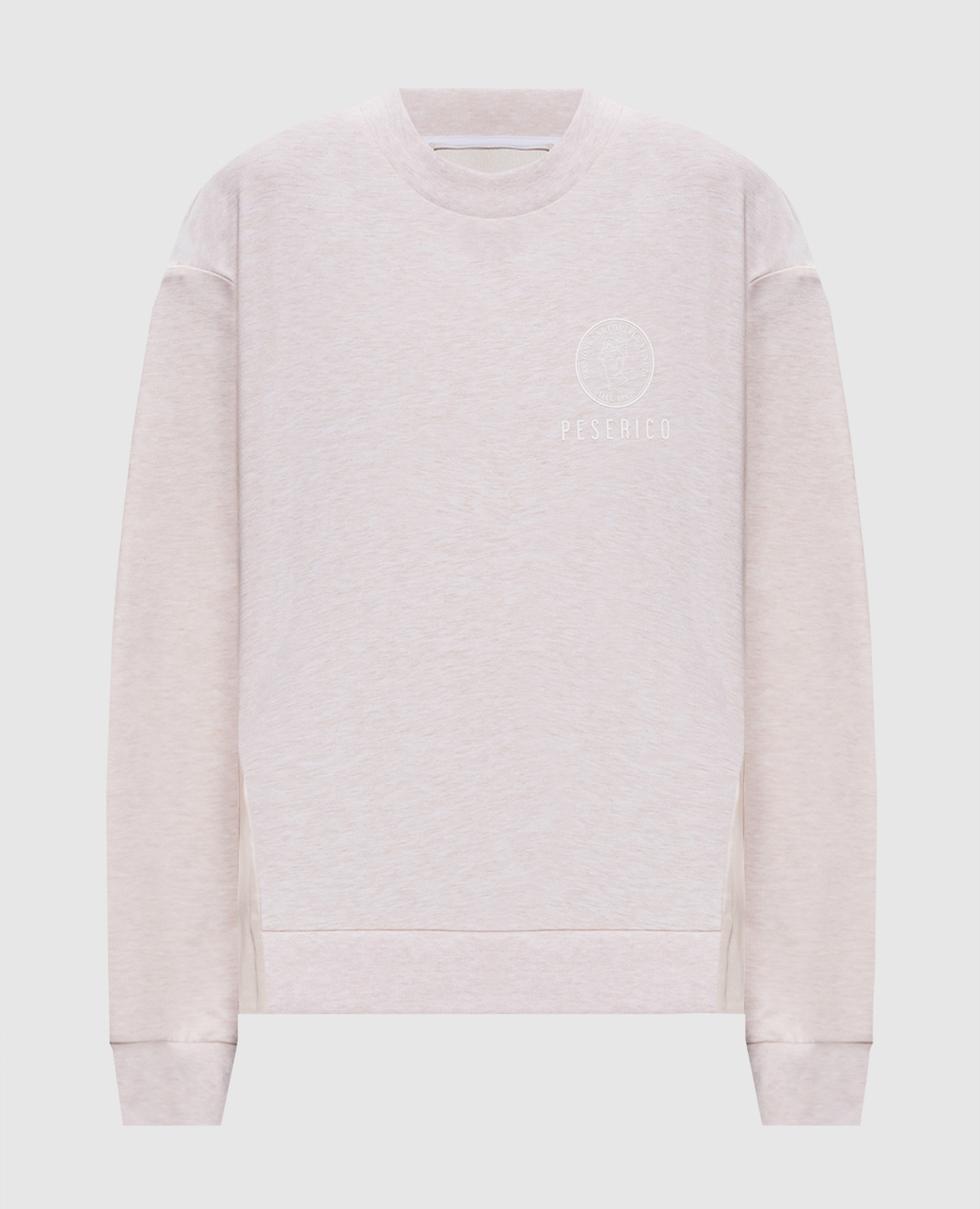 Бежевый меланжевый свитшот с логотипом