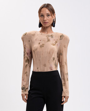 Magda Butrym Бежевое боди с акцентными плечами BODYSUIT269926