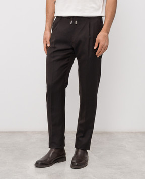 MooRER Коричневые брюки ANTON из шерсти и льна ANTONLIW