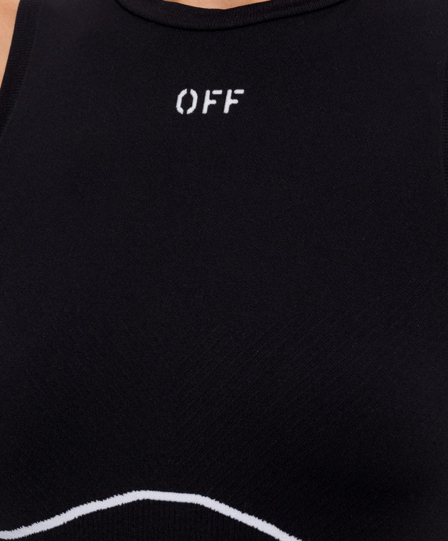Off-White Черный топ с узором логотипа 2FA00661T изображение 5