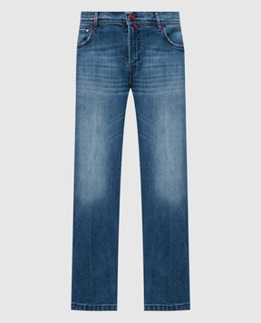 Kiton Сині джинси з ефектом потертості UPNJSK0115H