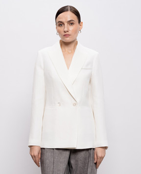 Peserico Білий двобортний жакет з льону з ланцюжком A012142606C