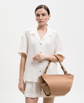 Gianni Chiarini Бежевая кожаная сумка-тоут Bloom BS12226RNGDBLTU