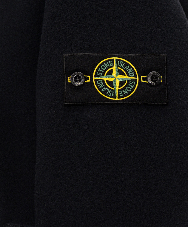 Stone Island Темно-синє двобортне пальто з вовни та кашеміру L2S154100040S0453 зображення 5
