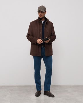 Stefano Ricci Синє поло з кашеміру і шовку в брендовий візерунок K808100P30F25477