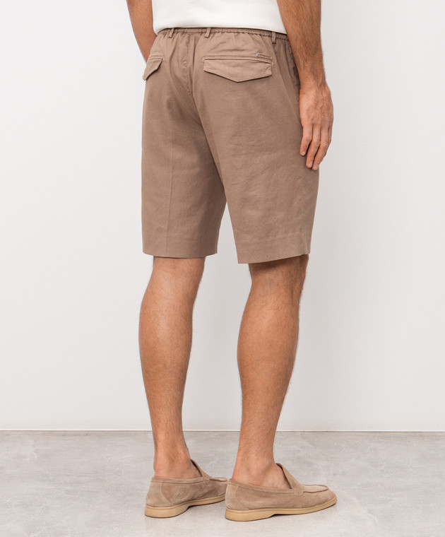 Stefano Ricci Коричневые шорты с льном с эмблемой M1T6100180LCTL1U изображение 4