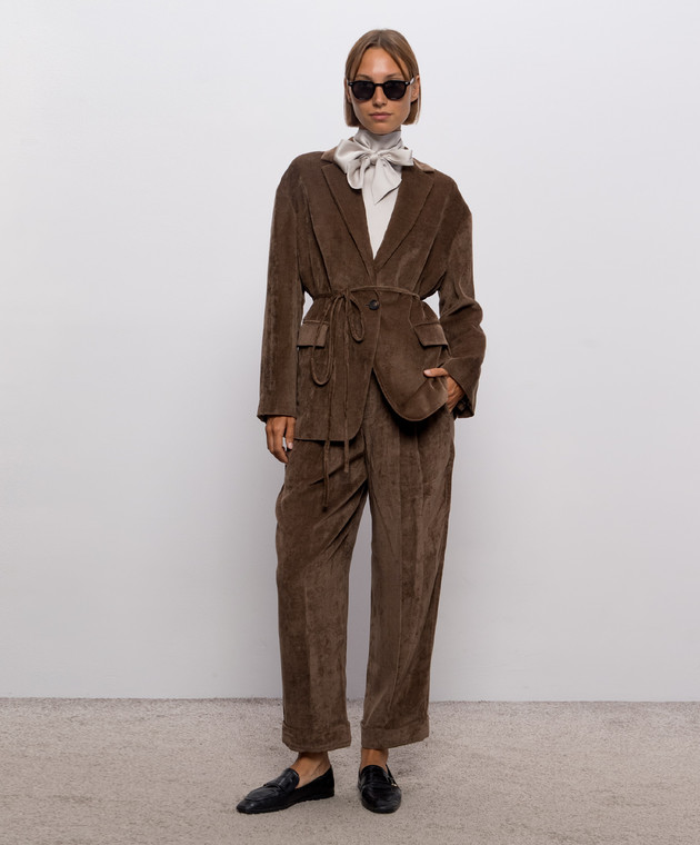 Brunello Cucinelli Коричневый вельветовый жакет MG5477406P изображение 2