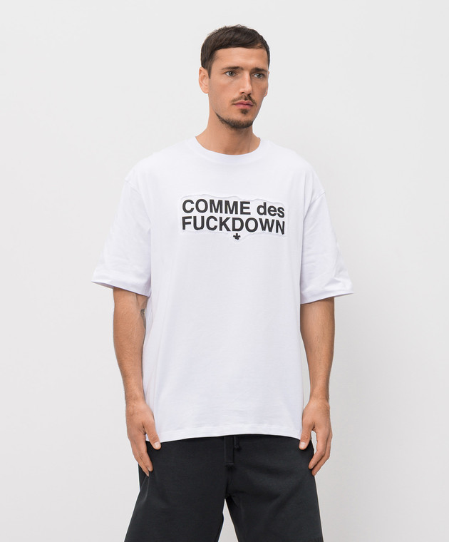 Comme des Fuckdown Белая футболка со вставкой логотипа FMS6CFABM01927 изображение 3