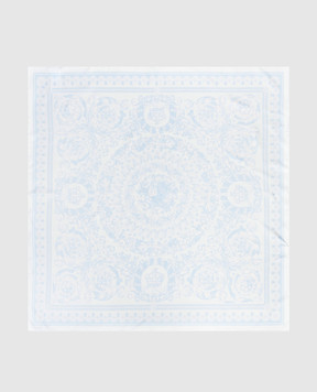 Versace Голубой платок из шелка в брендовый принт 10016001A10002