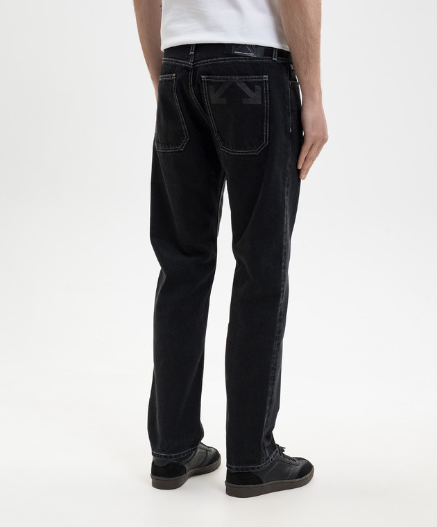 Off-White Черные джинсы с логотипом Half Arrow 44XYA175S26D001 изображение 4