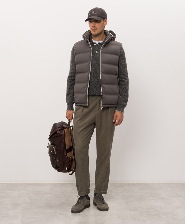 Brunello Cucinelli Сірий светр з вовною альпаки та кашеміром MTF709905 зображення 2
