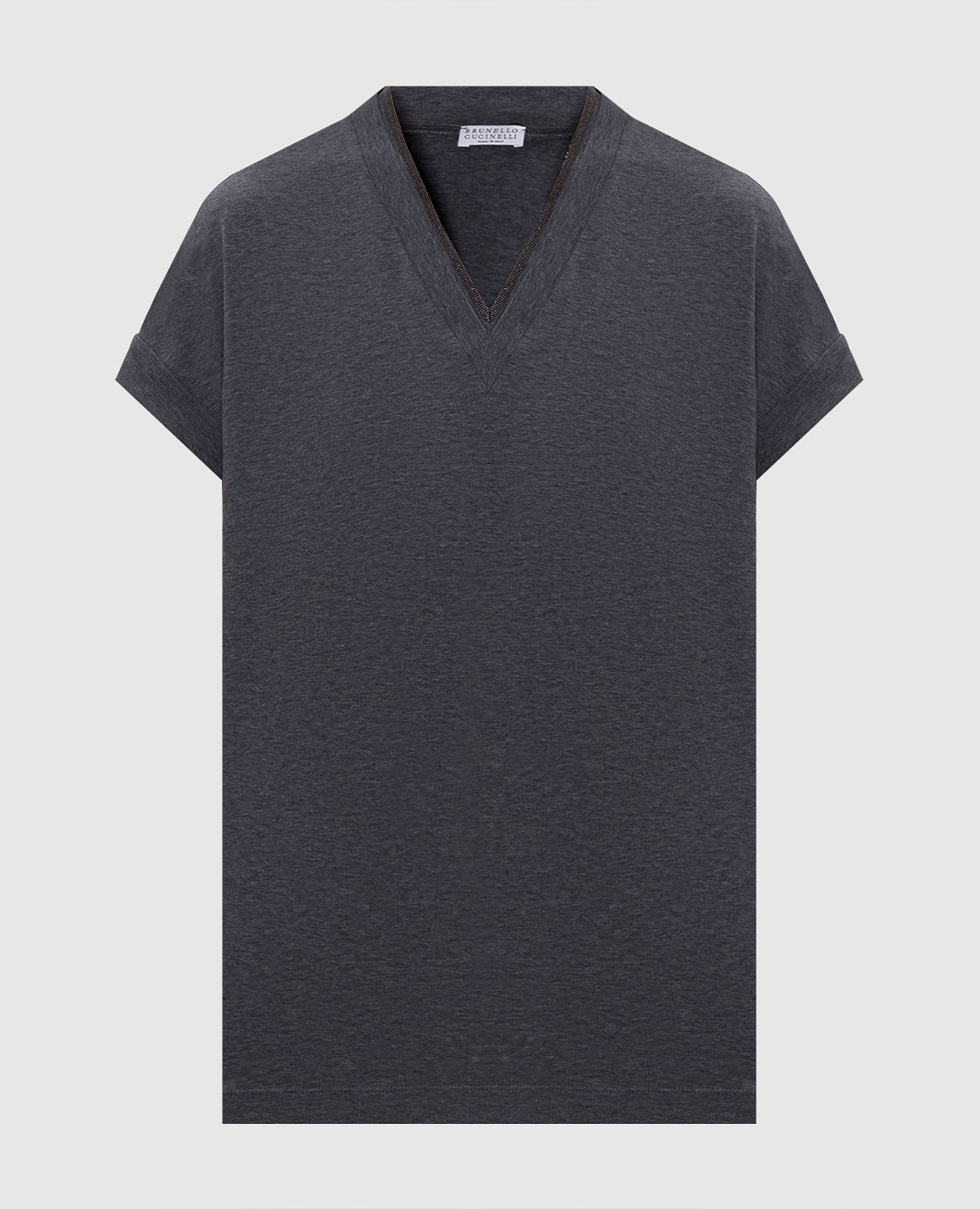 Серая меланжевая футболка с цепочкой мониль