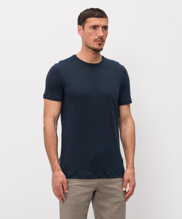 MooRER Синяя футболка MIKE из льна MIKELI1 изображение 2