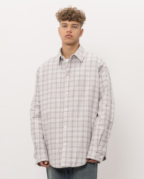 Off-White Серая куртка в стиле рубашки в клетку 44MES01FF26F001