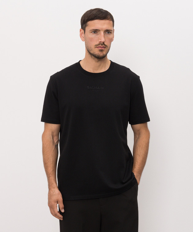 Balmain Черная футболка с логотипом GH0EG000BD10 изображение 3