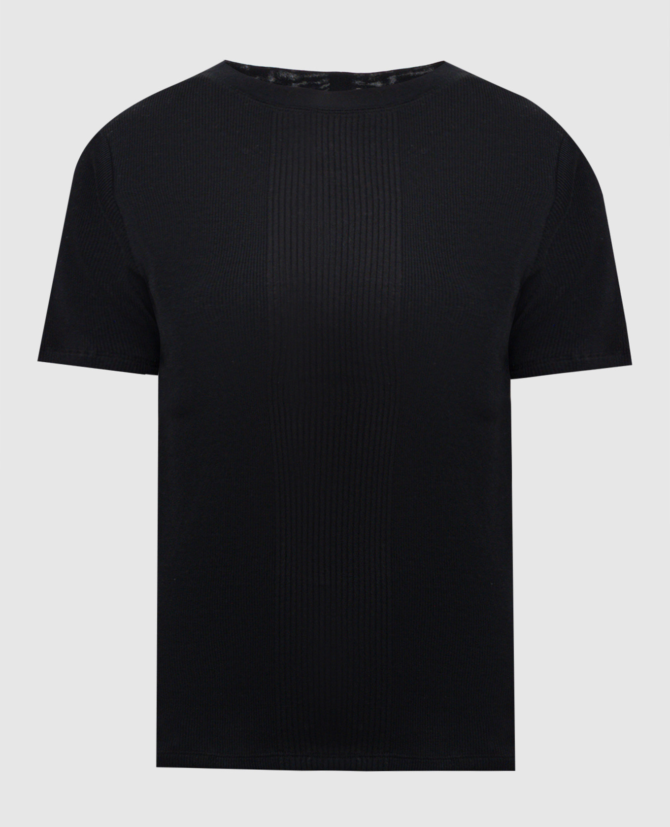 Черная футболка AVALYN в рубчик