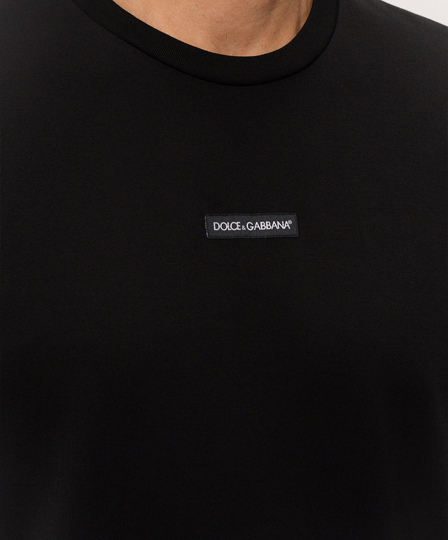 Dolce&Gabbana Чорна футболка з нашивкою логотипа G8PN9TG7QNP зображення 5