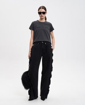 Alexander Wang Серая футболка с нашивкой логотипа 1CC4251159