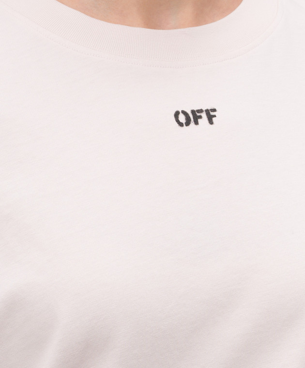 Off-White Рожева футболка з принтом емблеми Paint Arrow 44MAA120S26J00R зображення 5