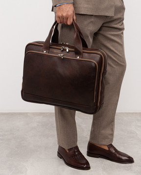 Brunello Cucinelli Коричневый кожаный портфель MBCIBU391